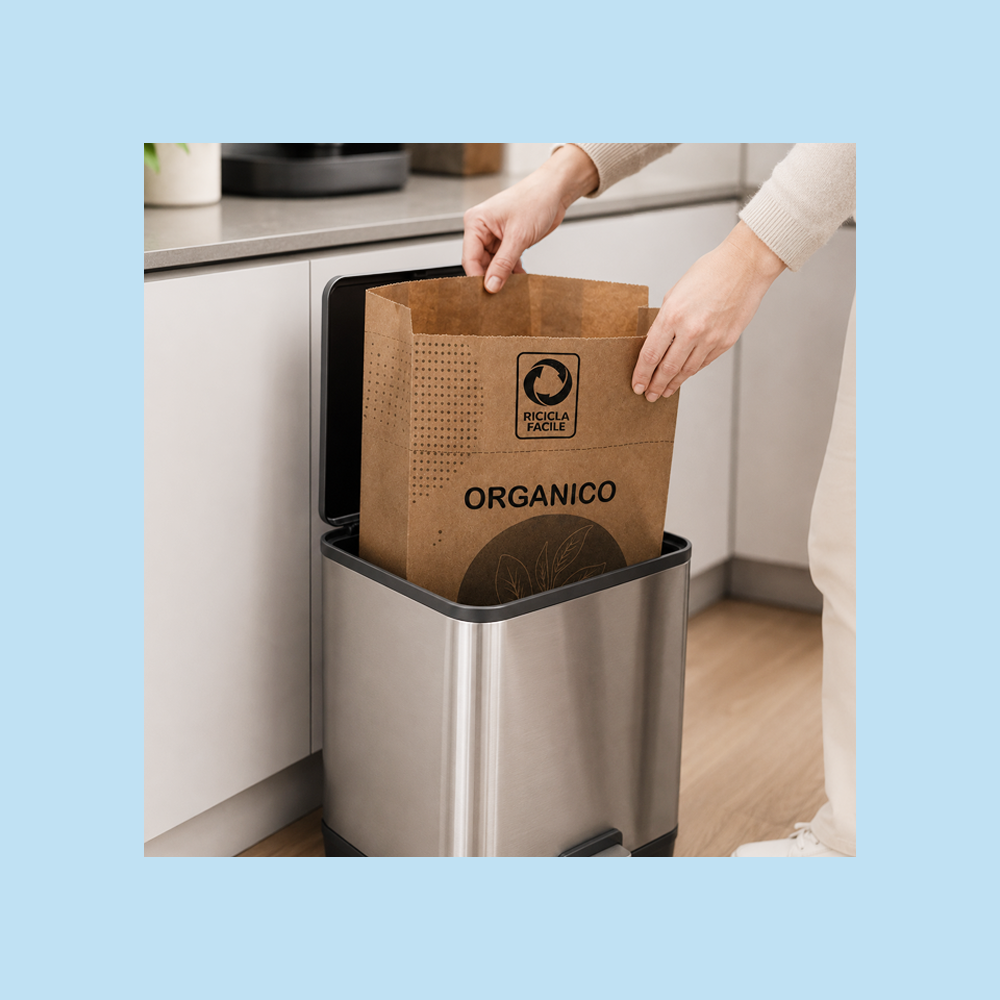 Sacchi Carta per Raccolta Differenziata Umido Organico 8 Lt 50 Pezzi