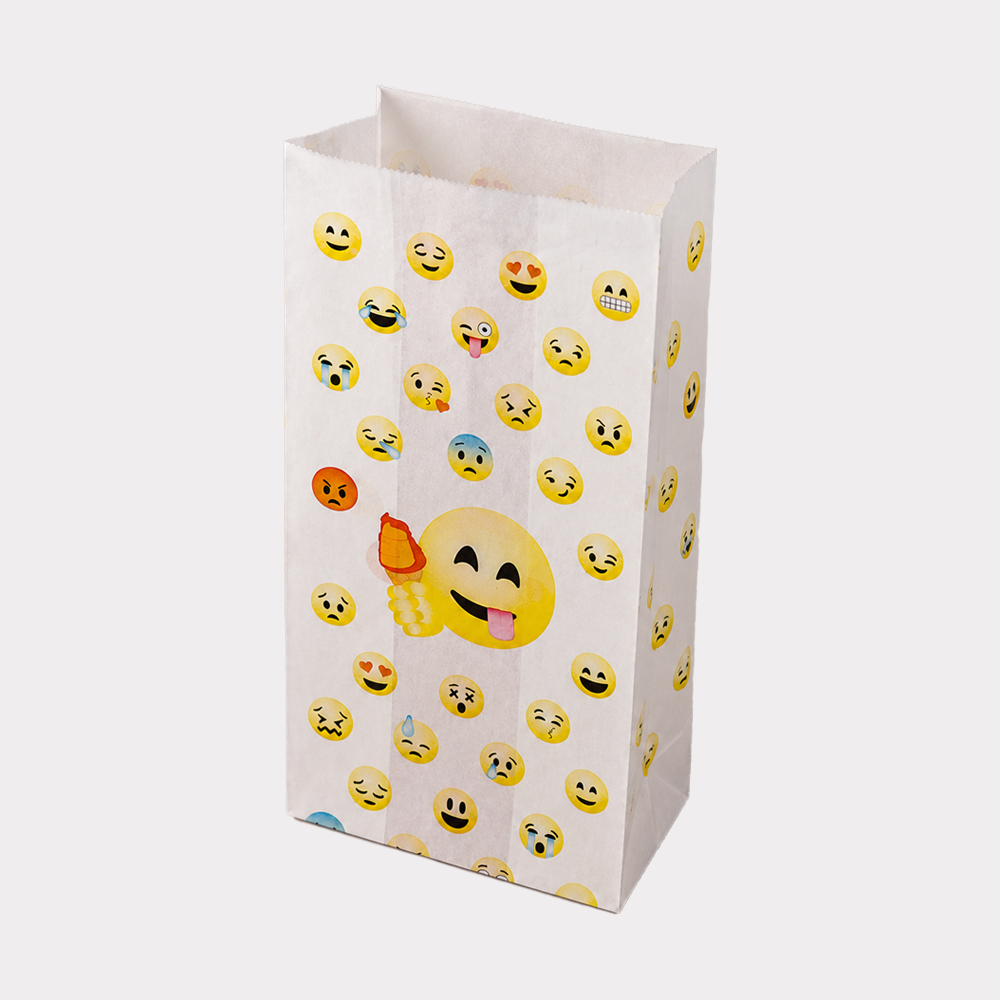 Sacchetto Carta Politenato Antigrasso grafica Gelato Emoticon Emoji 17+10x40cm 500 pezzi