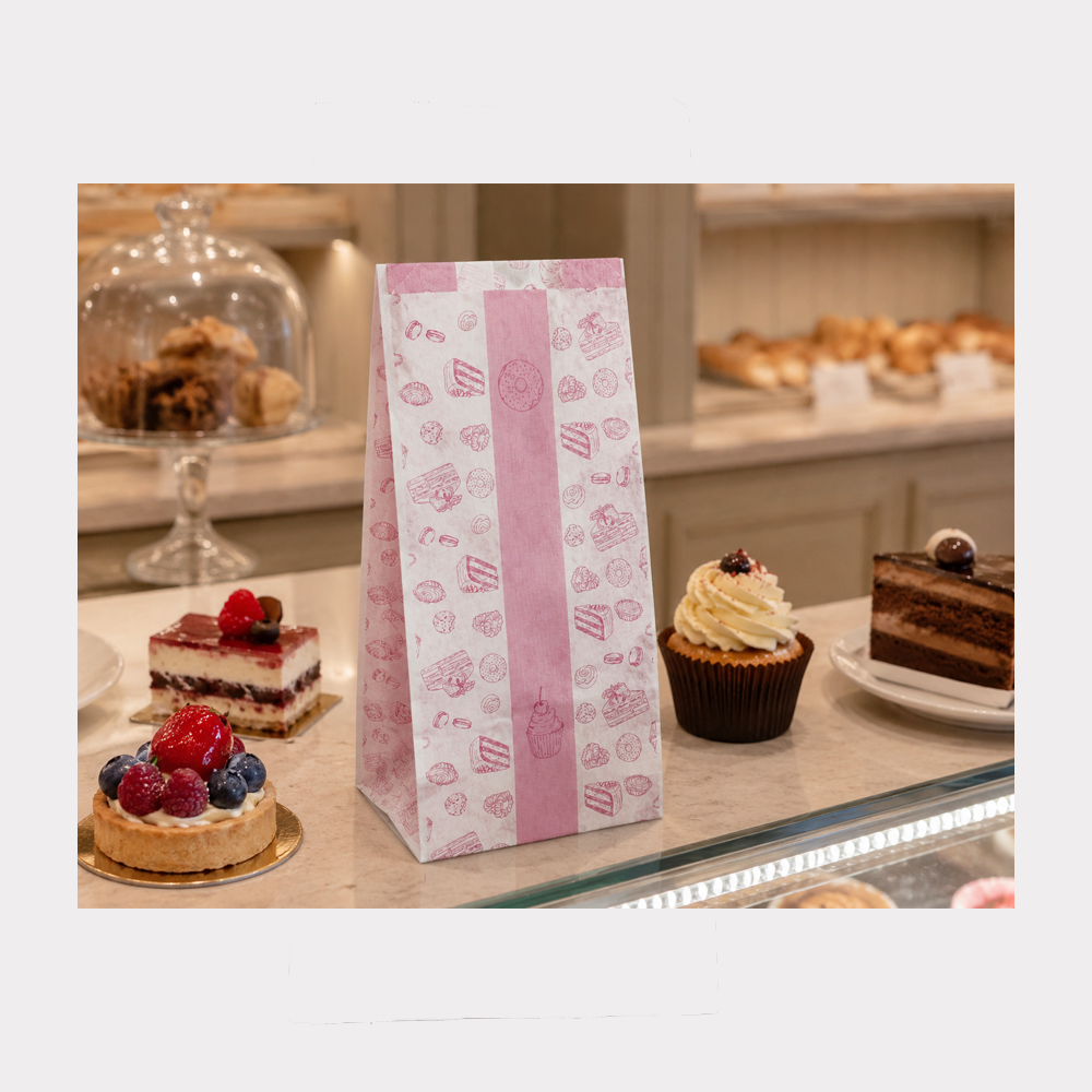 Sacchetti in Carta Politenati Antigrasso 12+8x26cm Pasticceria 500 Pz