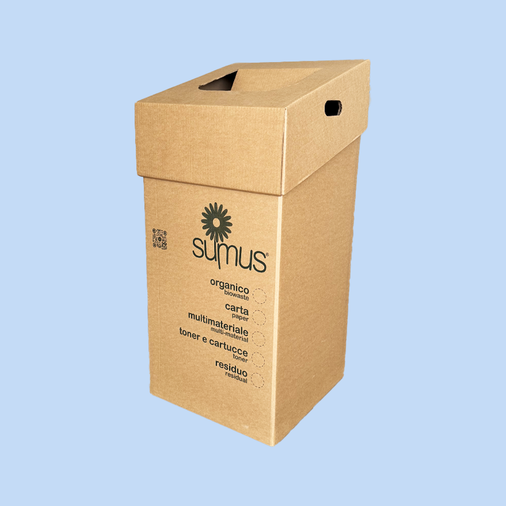 Cartonbox SUMUS per Raccolta Differenziata a Base Quadrata (Fusto e Coperchio) 90 Lt 2 Pz