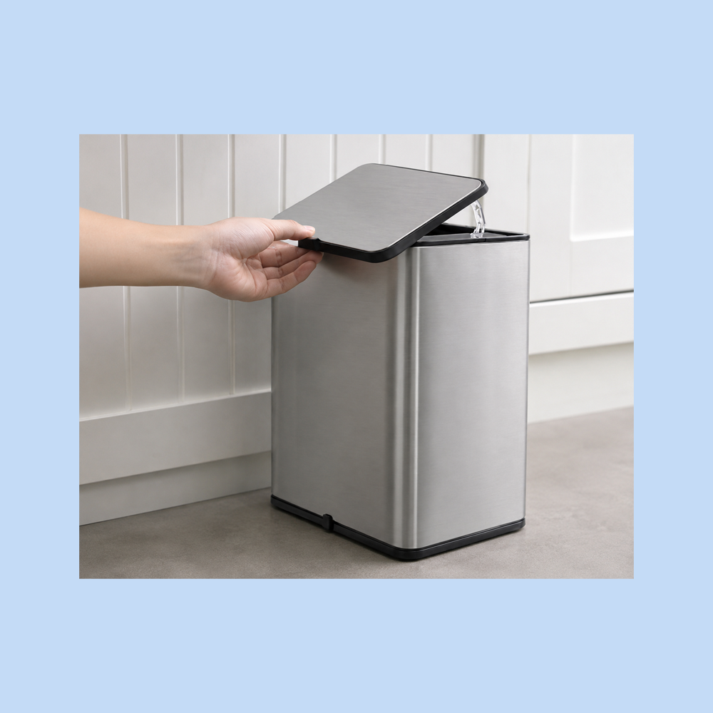 Cestino Pattumiera da Incasso in Acciaio Inox con Secchio Interno e Porta Carta 4 Lt Argento JAH542
