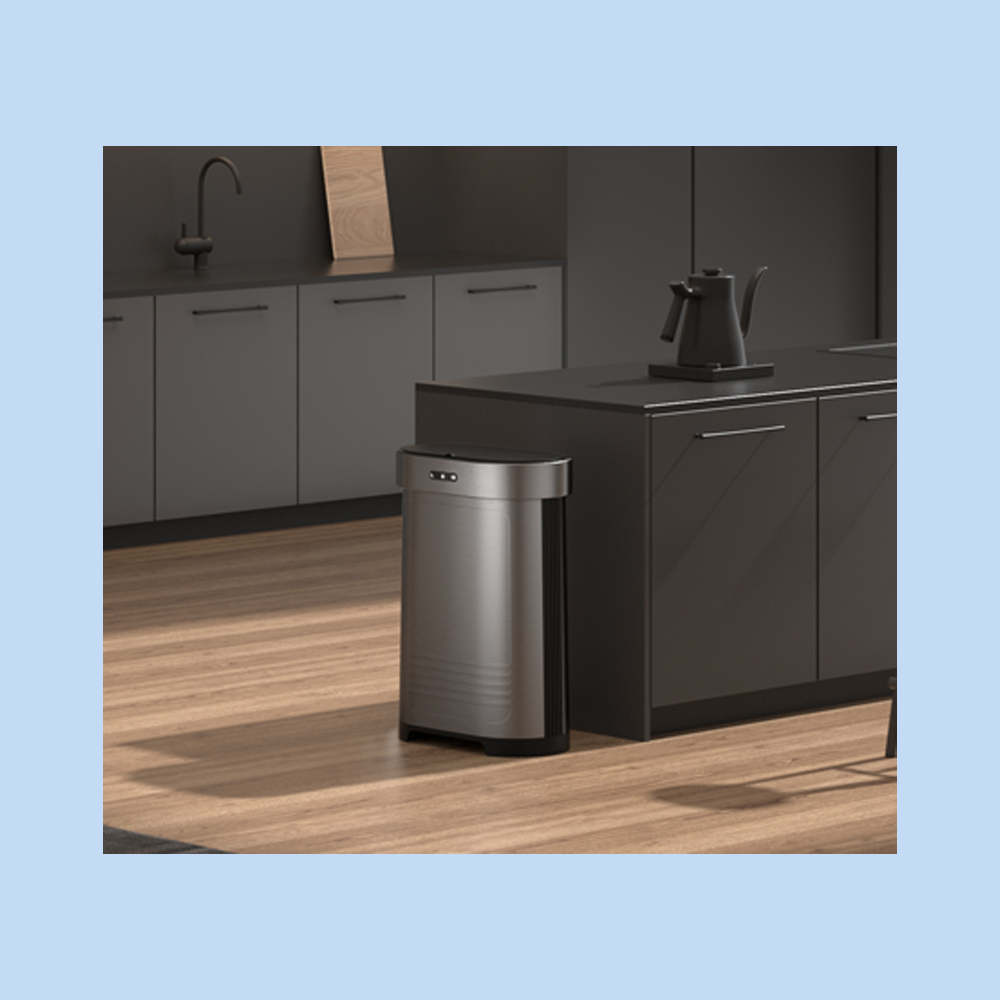Cestino Pattumiera Automatica con Sensore 60 Lt in Acciaio Inox Titanio Smontabile