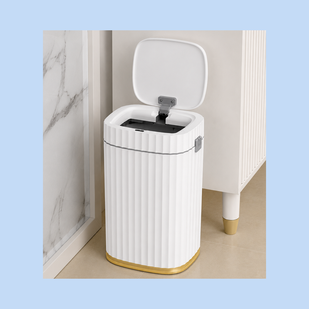 Cestino Pattumiera Automatico con Sensore da 15 Lt Bianco Dorato JAH5912
