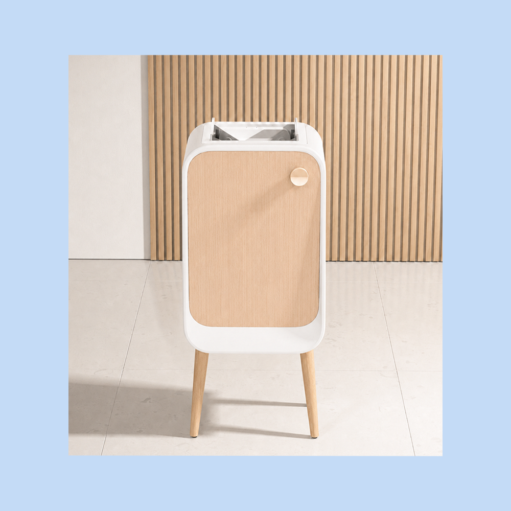 Cestino Pattumiera Automatica Sensore 20 Lt in Acciaio Inox Bianco con Gambe in Legno JAH9716