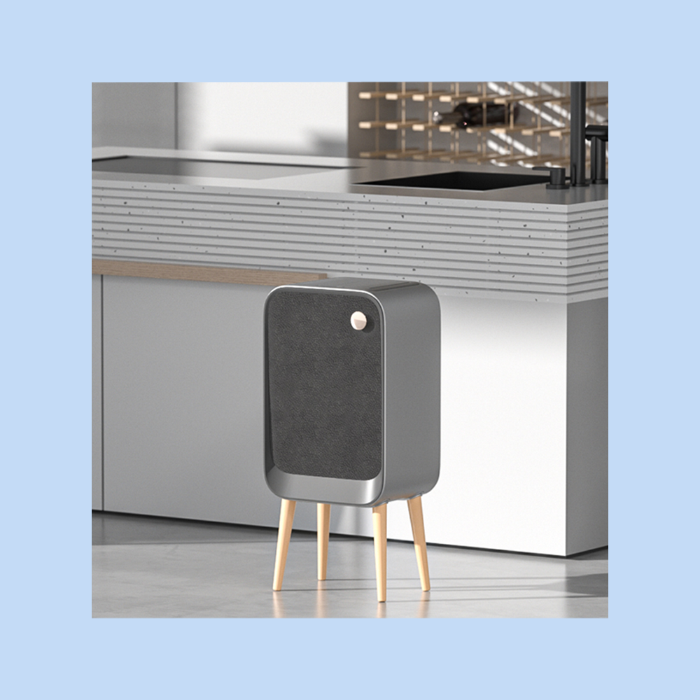 Cestino Pattumiera Automatica Sensore 20 Lt in Acciaio Inox Grigio con Gambe in Legno JAH9716