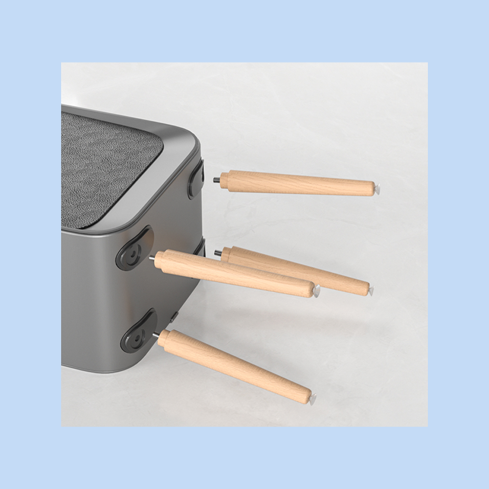 Cestino Pattumiera Automatica Sensore 20 Lt in Acciaio Inox Grigio con Gambe in Legno JAH9716
