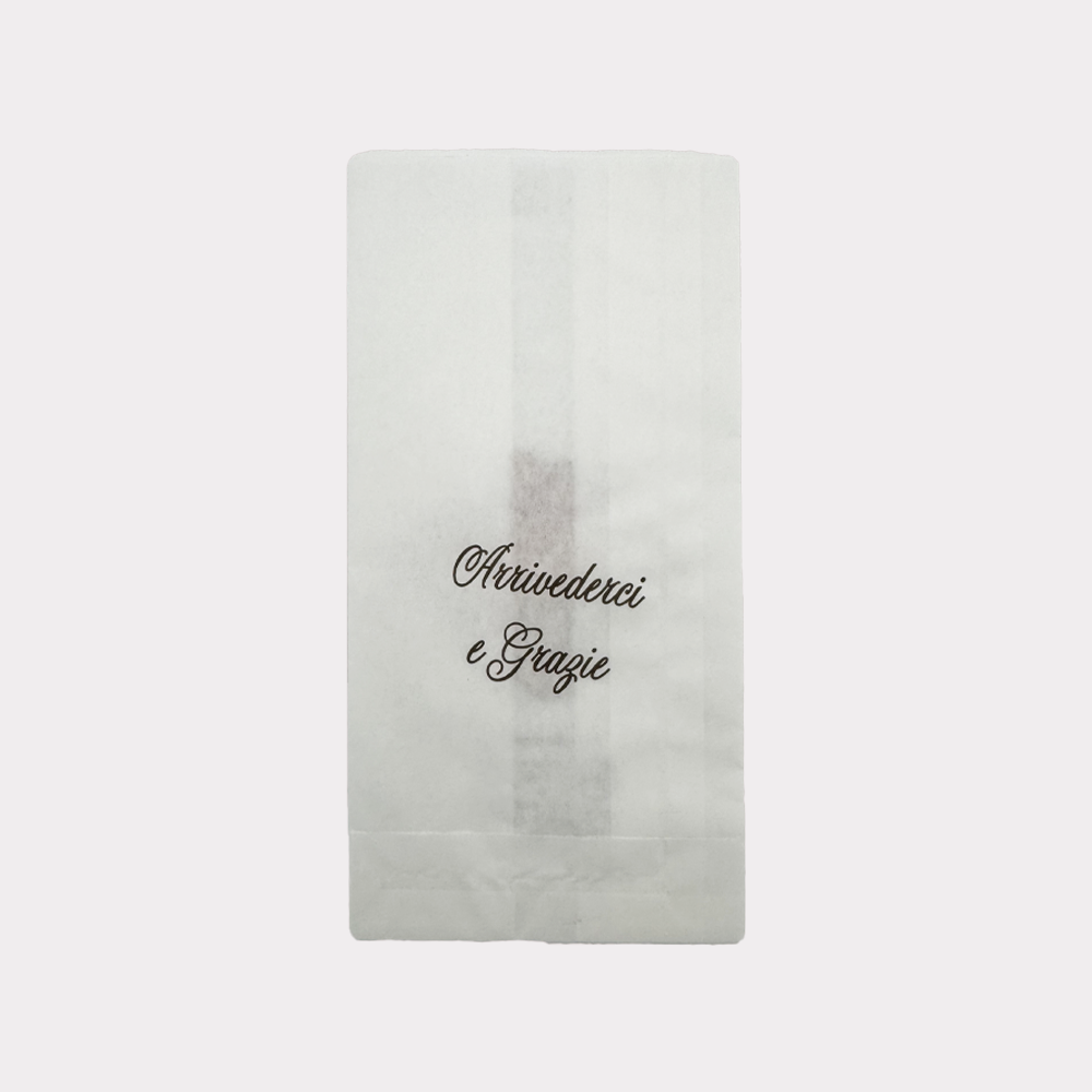 Sacchetto Carta Bianco Antigrasso 12x24 cm grafica Pizza e Dolci 10 Kg