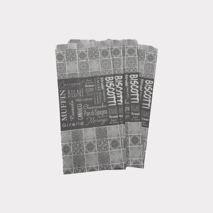Sacchetti Carta Antigrasso Fantasia Maioliche e Pasticcini 14+10x30 cm 500 Pz