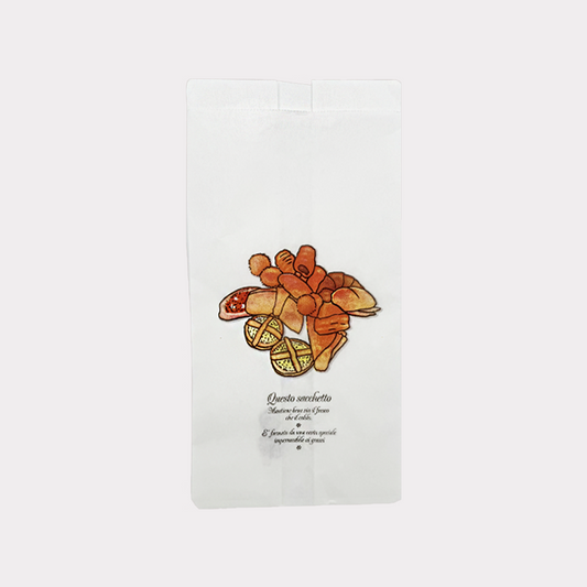 Sacchetto Carta Bianco Antigrasso 14x28 cm grafica Pizza e Dolci 10 Kg
