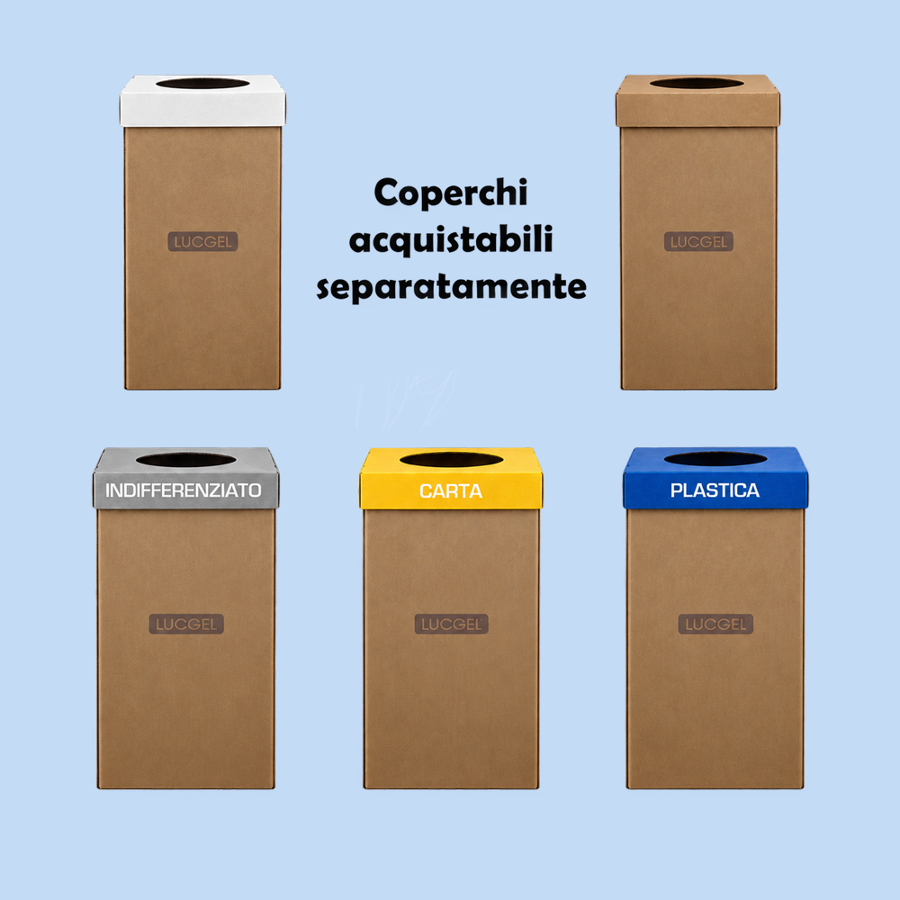 Fondo Cestino Raccolta Differenziata in Carta Automontante Avana 38x38 H 77 cm 2 pezzi