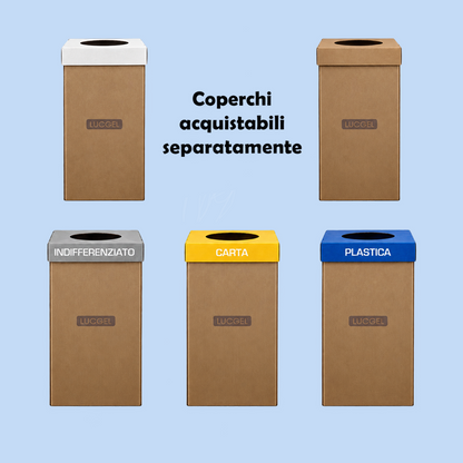 Fondo Cestino Raccolta Differenziata in Carta Automontante Avana 38x38 H 77 cm 2 pezzi