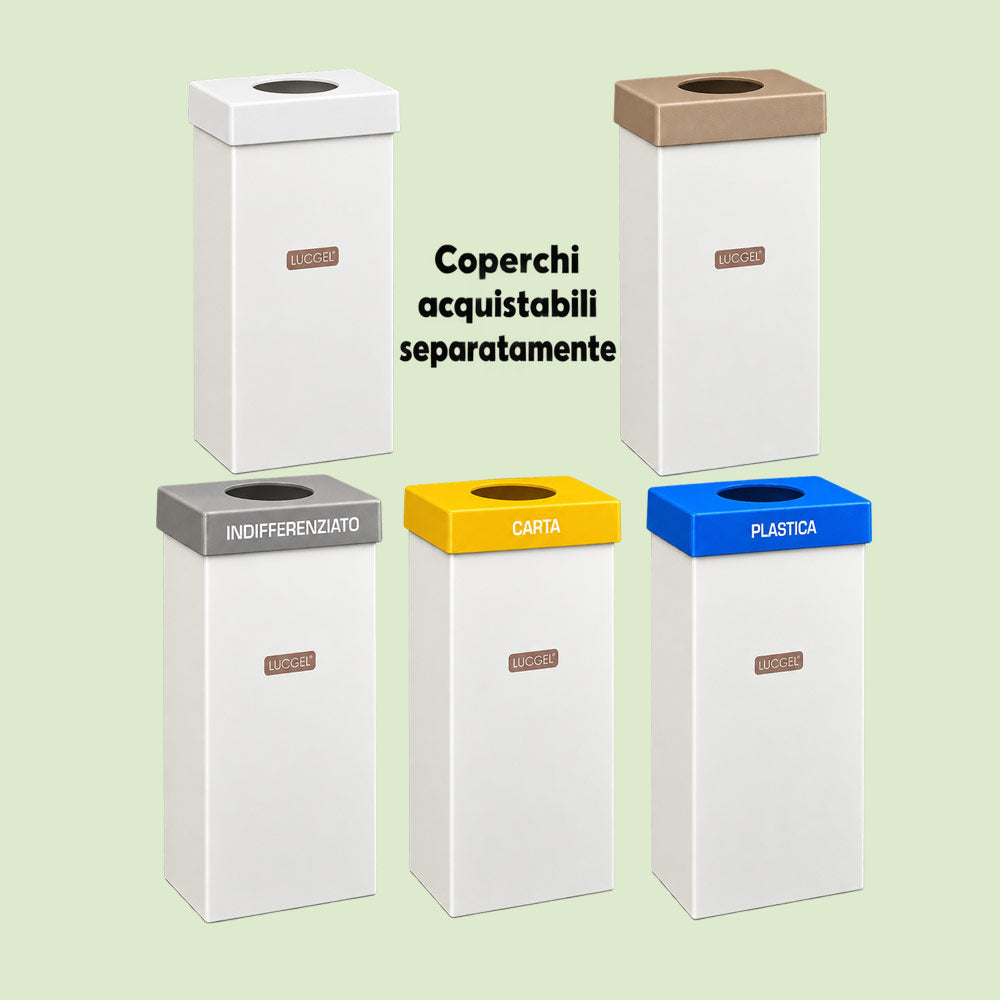 Fondo Cestino Raccolta Differenziata in Carta Automontante Bianco 38x38 H 77 cm 2 pezzi