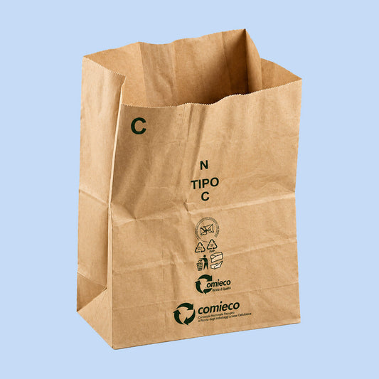 Sacchi Rinforzati in Carta Avana per Alimenti o Raccolta Differenziata tipo C capacità 100 Lt 50 Pezzi