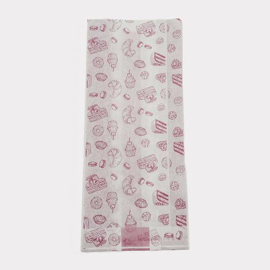 Sacchetti in Carta Politenati Antigrasso 12+8x26cm Pasticceria 500 Pz