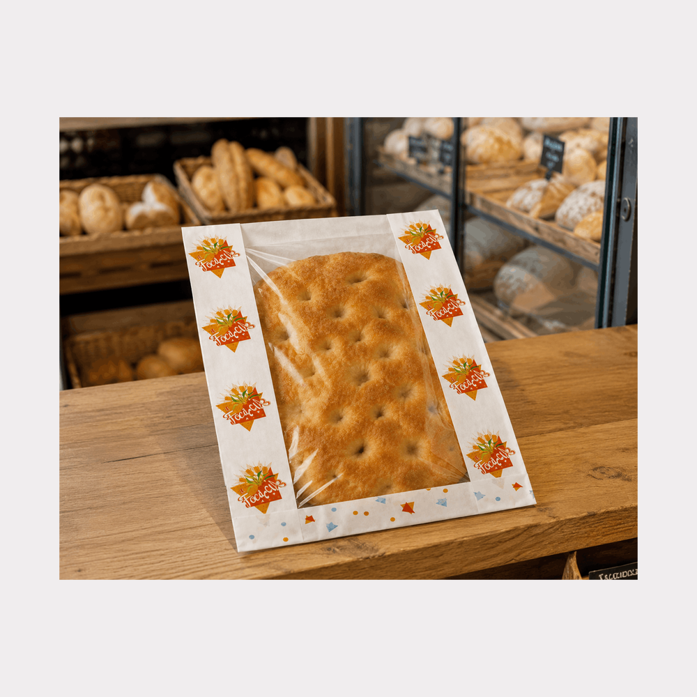 Sacchetto Carta Antigrasso Focaccia con Finestra 22x31 1000 Pz