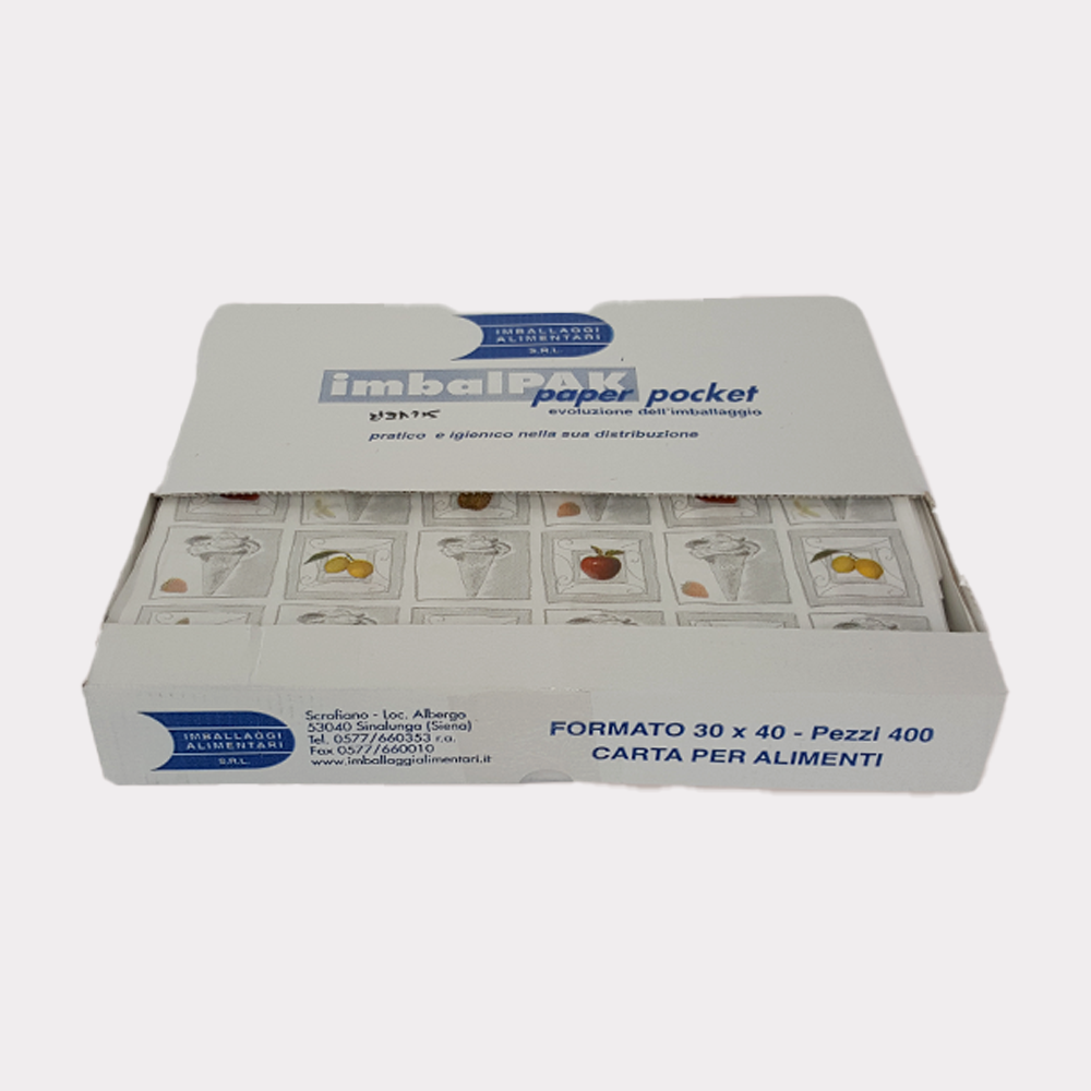 Sacchetto Carta Politenato per Gelateria SILVER 14+10x34 500 Pz