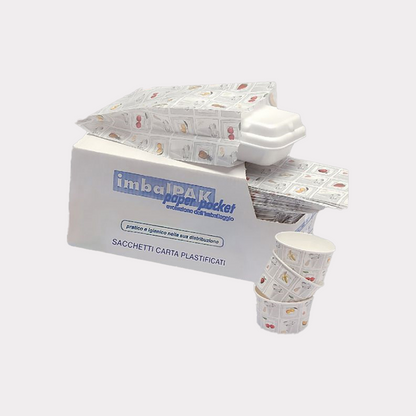 Sacchetto Carta Politenato Grafica Gelato Tono su Tono 14+10x34cm 500 pezzi