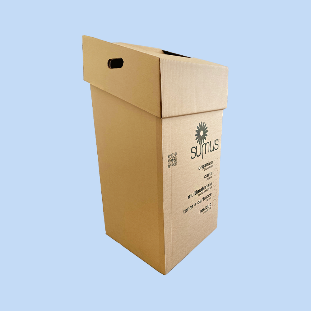 Cartonbox SUMUS per Raccolta Differenziata a Base Quadrata (Fusto e Coperchio) 90 Lt 2 Pz