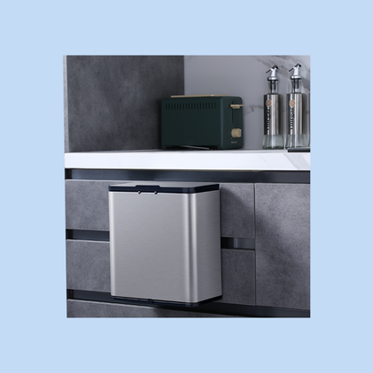 Cestino Pattumiera da Incasso in Acciaio Inox con Porta Fazzoletti 4 Lt Argento  JAH540