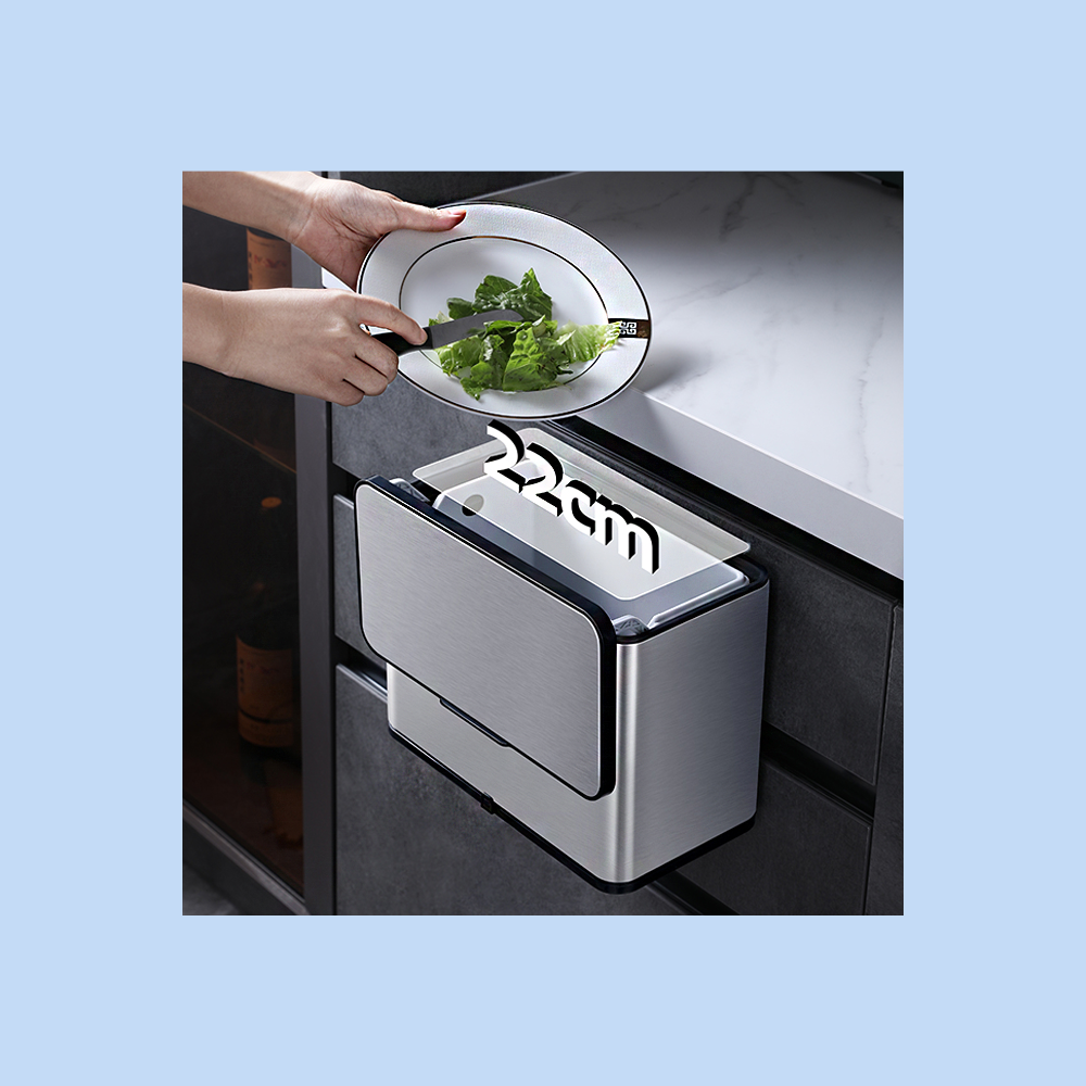 Cestino Pattumiera da Incasso in Acciaio Inox con Porta Fazzoletti 4 Lt Argento  JAH540