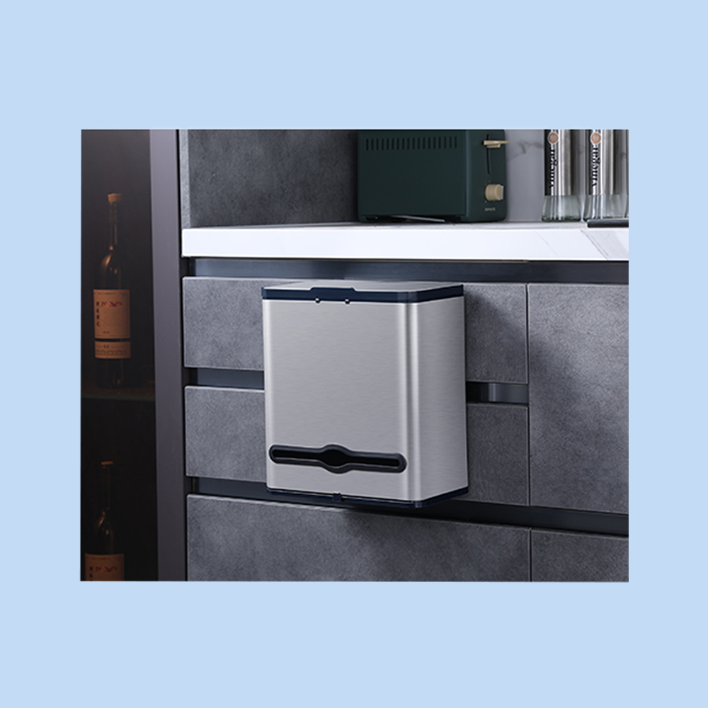 Cestino Pattumiera da Incasso in Acciaio Inox con Secchio Interno e Porta Carta 4 Lt Argento JAH542