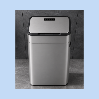 Cestino Pattumiera Automatica Doppia con Sensore 26 Lt Acciaio Inox, Ozono e Gambe in Legno
