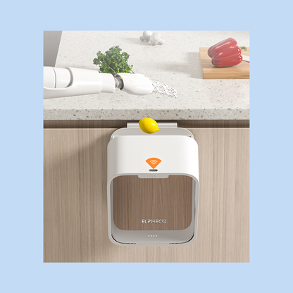 Cestino Pattumiera Automatica con Sensore da Incasso 7 Lt Bianco con Superficie Effetto Legno Chiaro JAH564-1