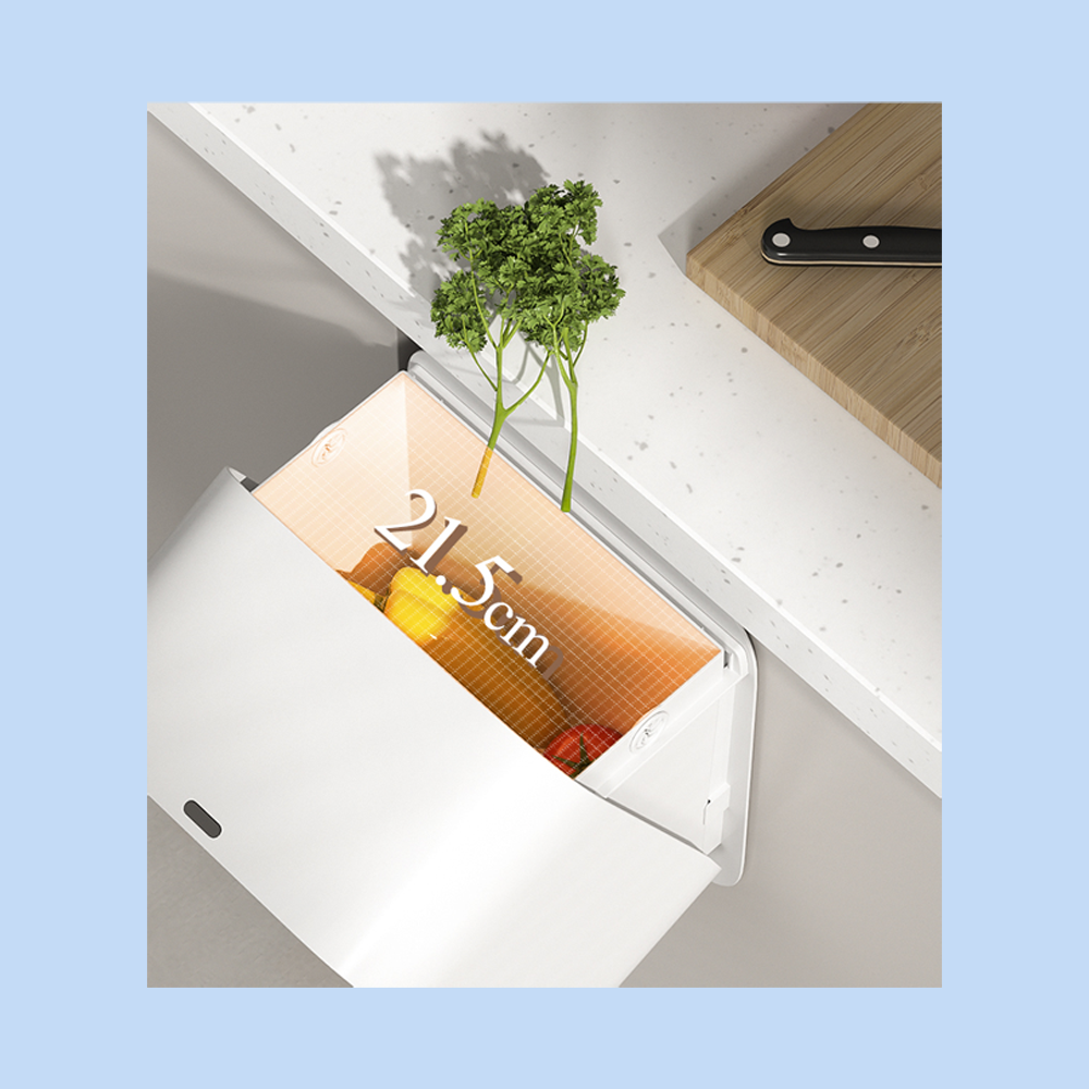 Cestino Pattumiera Automatica con Sensore da Incasso 7 Lt Bianco con Superficie Effetto Legno Chiaro JAH564-1