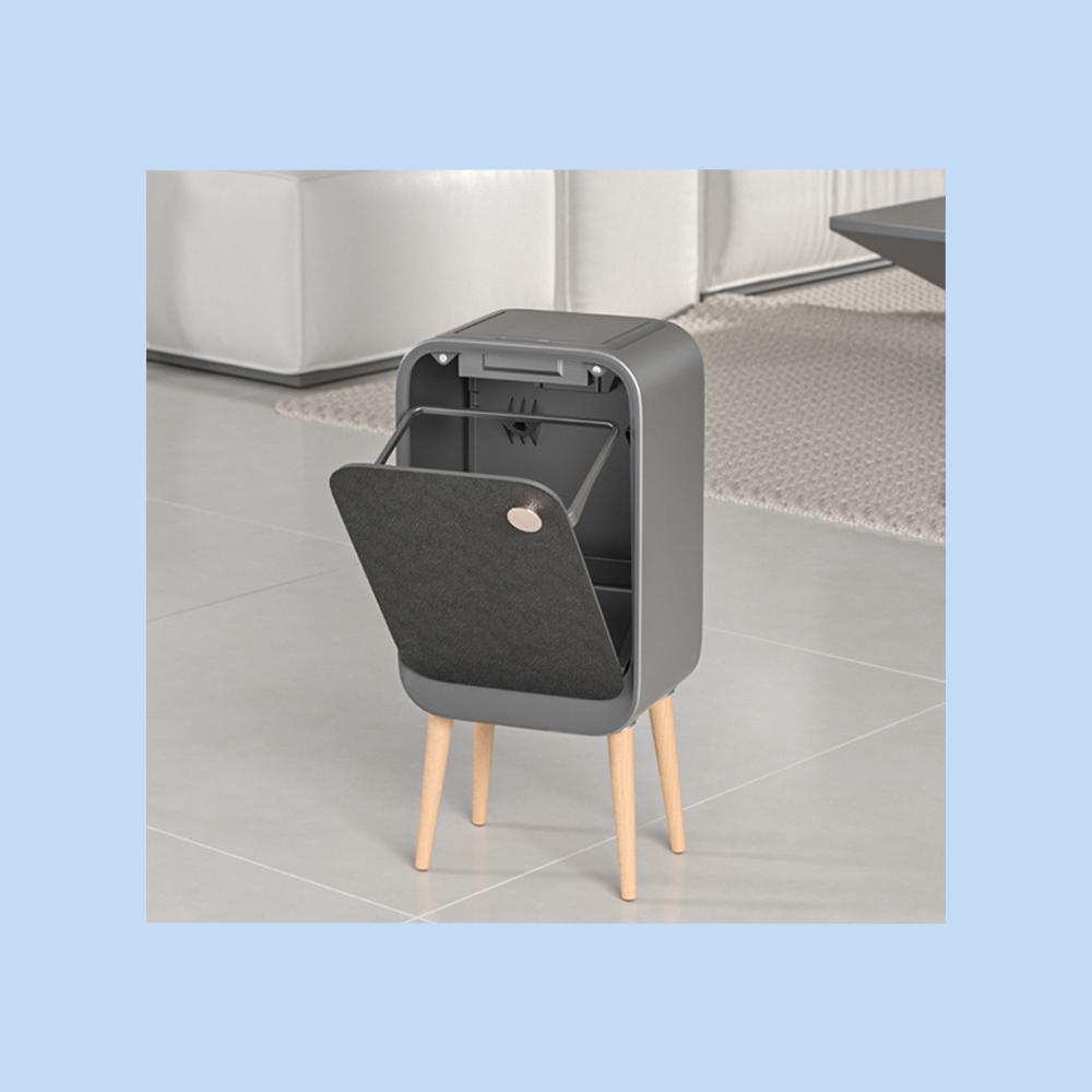 Cestino Pattumiera Automatica Sensore 20 Lt in Acciaio Inox Grigio con Gambe in Legno JAH9716