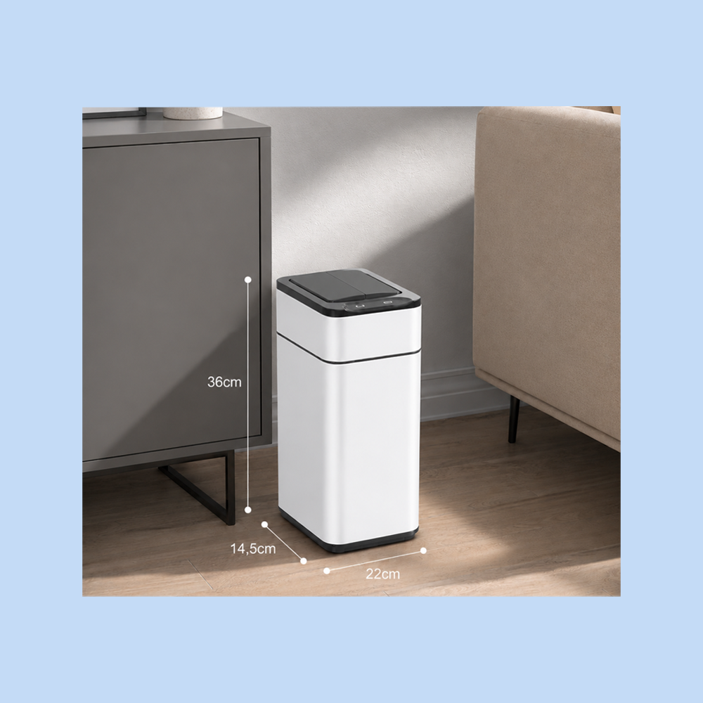 Cestino Pattumiera Automatica con Sensore 9 Lt in Acciaio Inox Bianco con Fissasacco JAH9809-9L